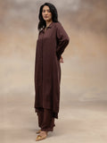 Women Brown Modal Shirt-Style Kurta Set