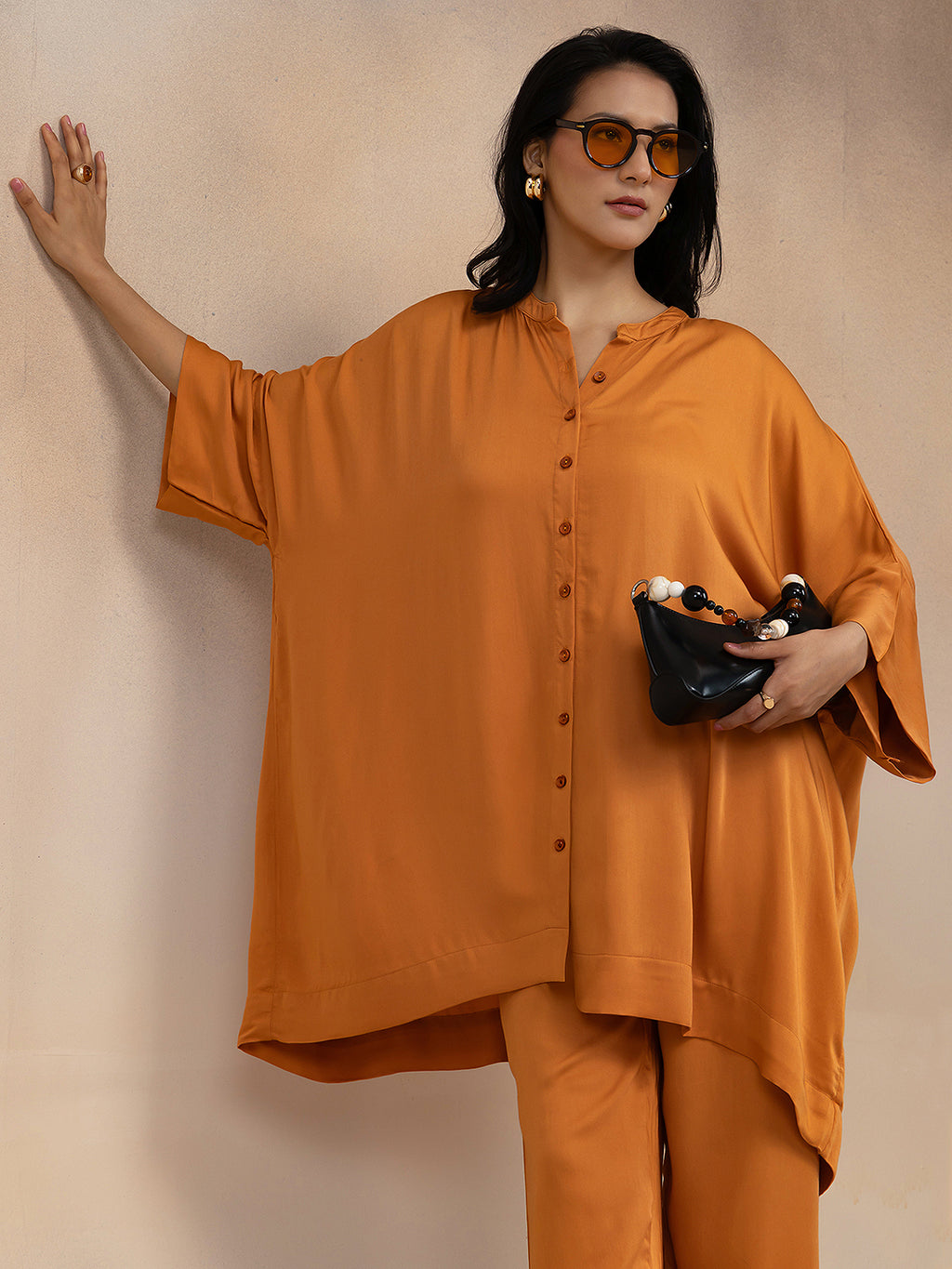 Women Rust Modal Oversized Shirt