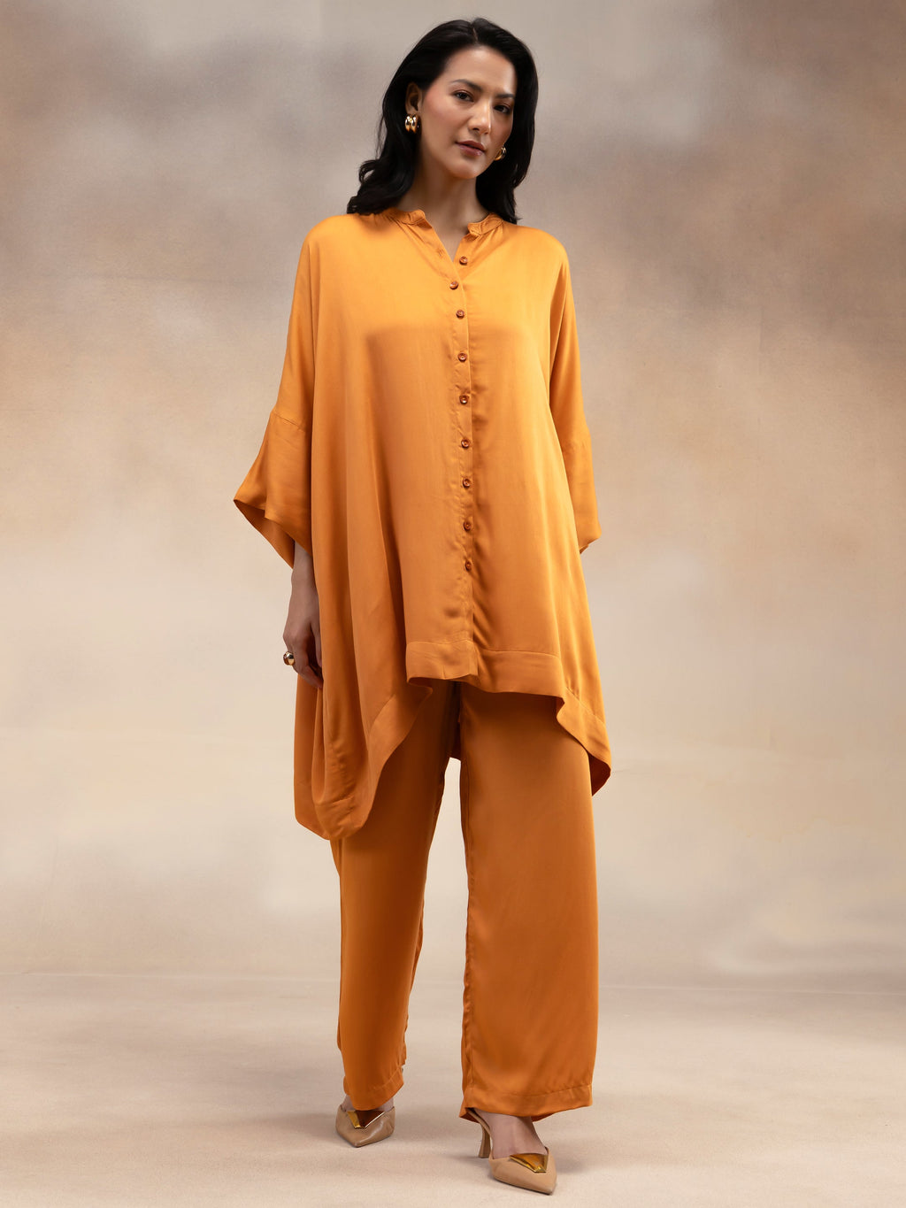 Women Rust Modal Oversized Shirt Co-Ord Set