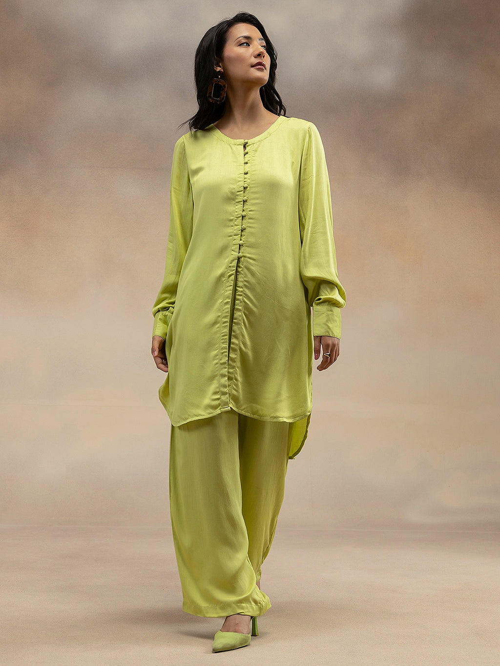 Women Lime Green Kurta Co-Ord Set