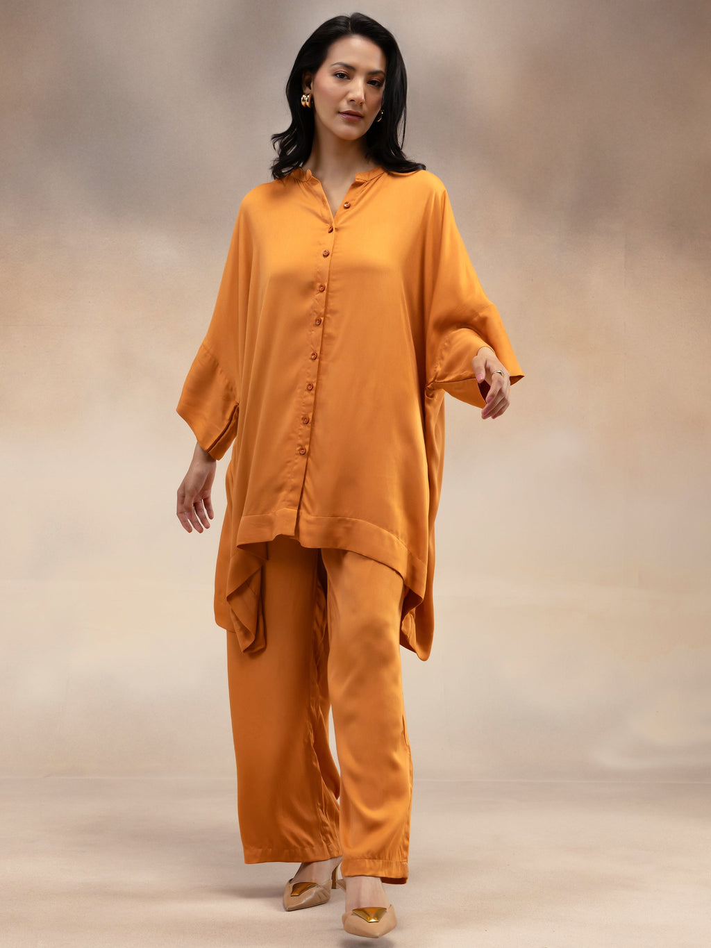 Women Rust Modal Oversized Shirt Co-Ord Set