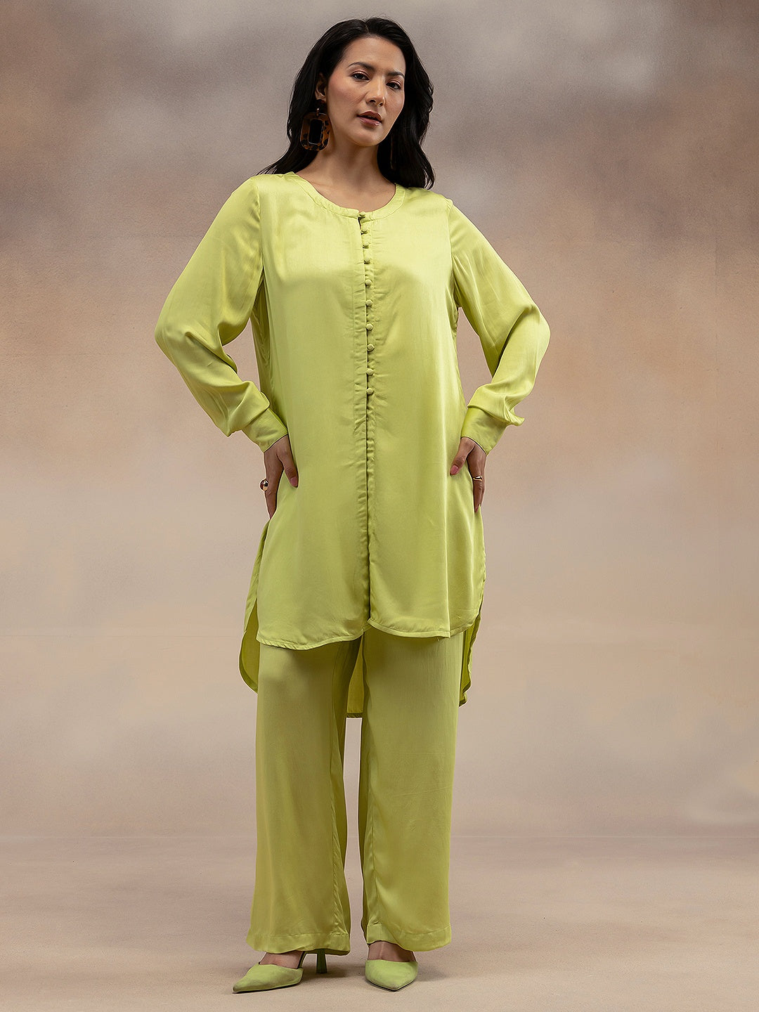 Women Lime Green Kurta Co-Ord Set