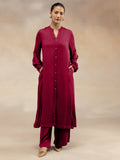 Women Magenta Modal Button-Down Kurta Set