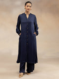Women Navy Modal Button-Down Kurta