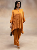 Women Rust Modal Oversized Shirt Co-Ord Set