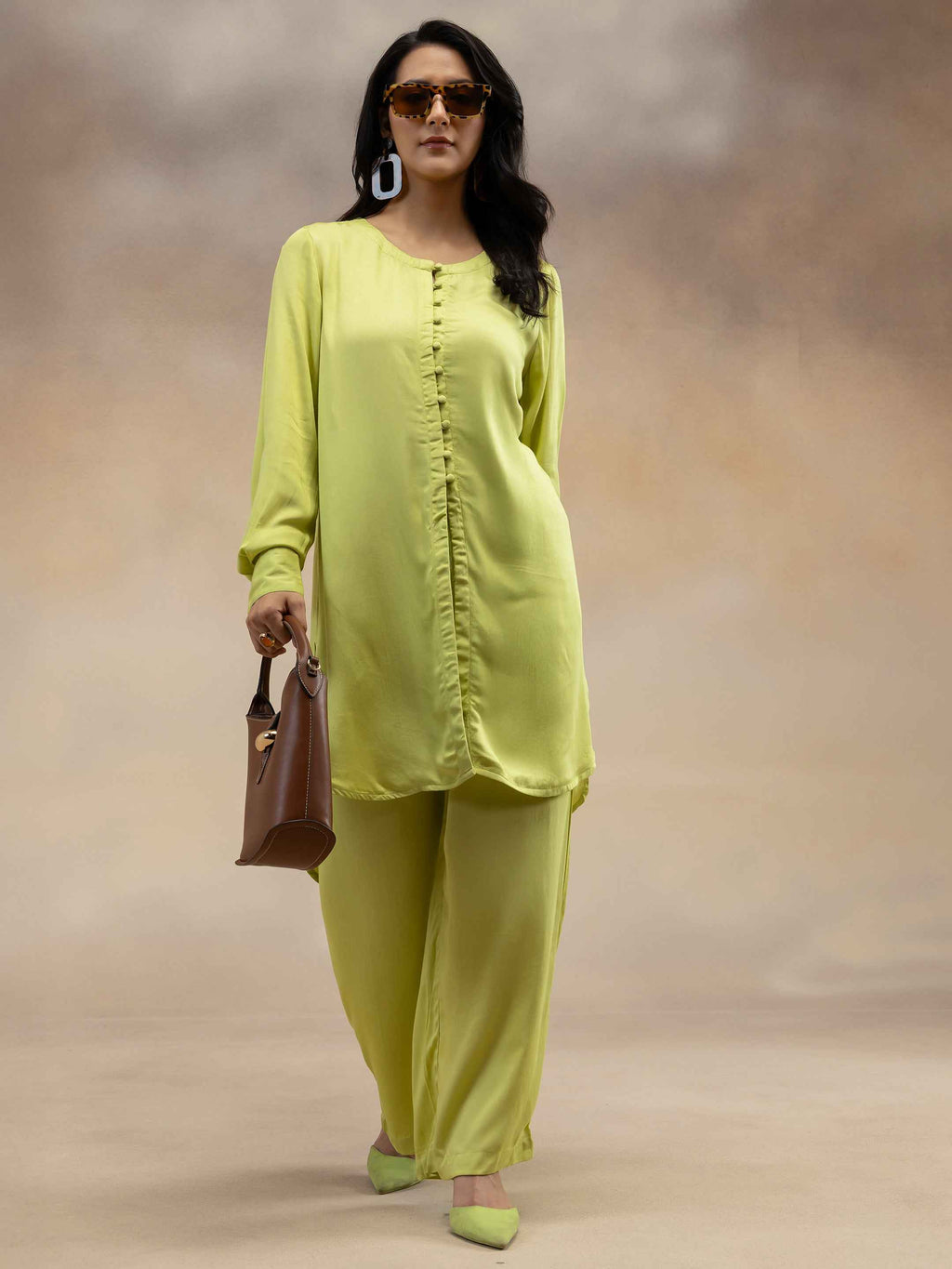 Women Lime Green Kurta Co-Ord Set