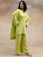Women Lime Green Kaftan-Style Kurta