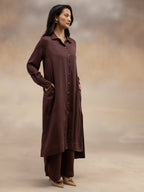 Women Brown Modal Shirt-Style Kurta Set
