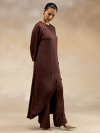 Women Brown Modal Asymmetric-Cut Kurta Set
