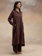 Women Brown Modal Shirt-Style Kurta