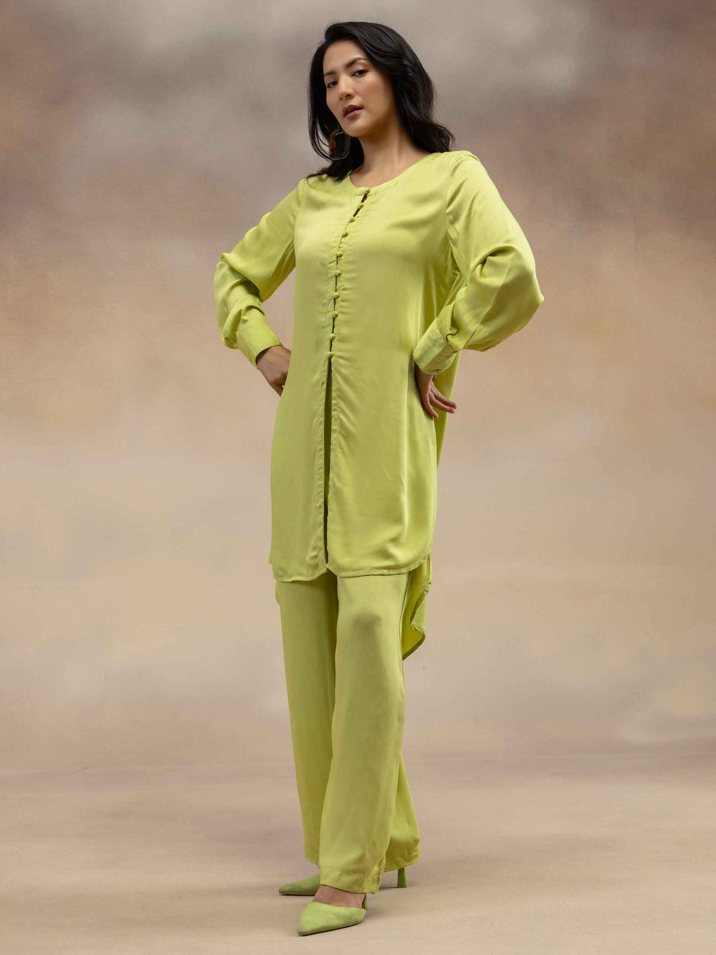 Women Lime Green Kurta Co-Ord Set