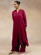Women Magenta Modal Button-Down Kurta Set
