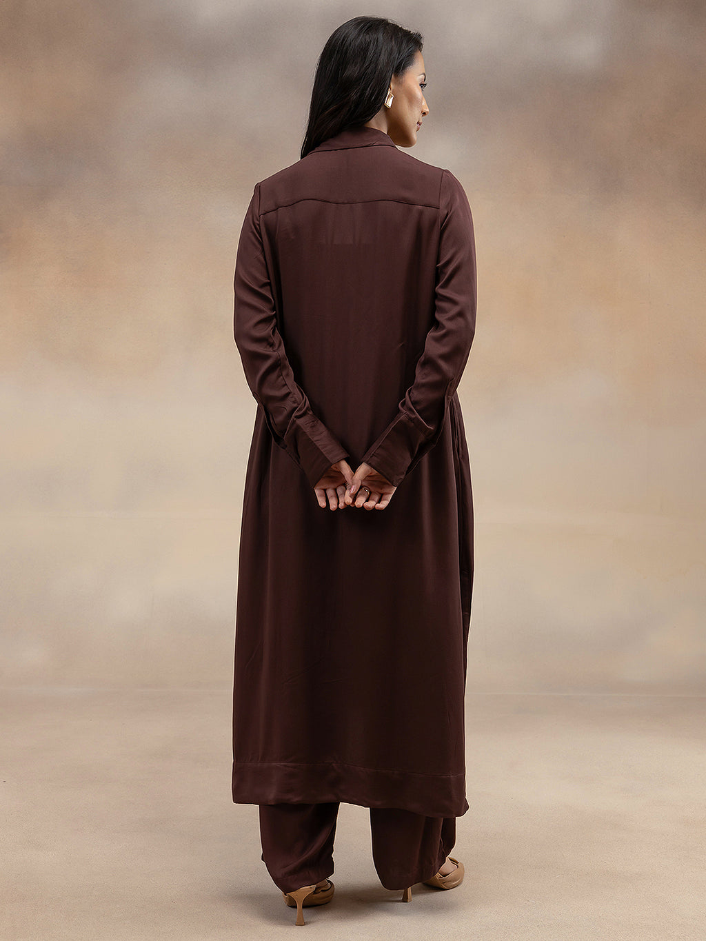 Women Brown Modal Shirt-Style Kurta