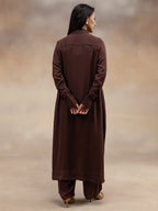 Women Brown Modal Shirt-Style Kurta