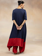 Navy Luxe Colorblock A-Line Kurta
