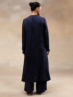 Women Navy Modal Button-Down Kurta Set
