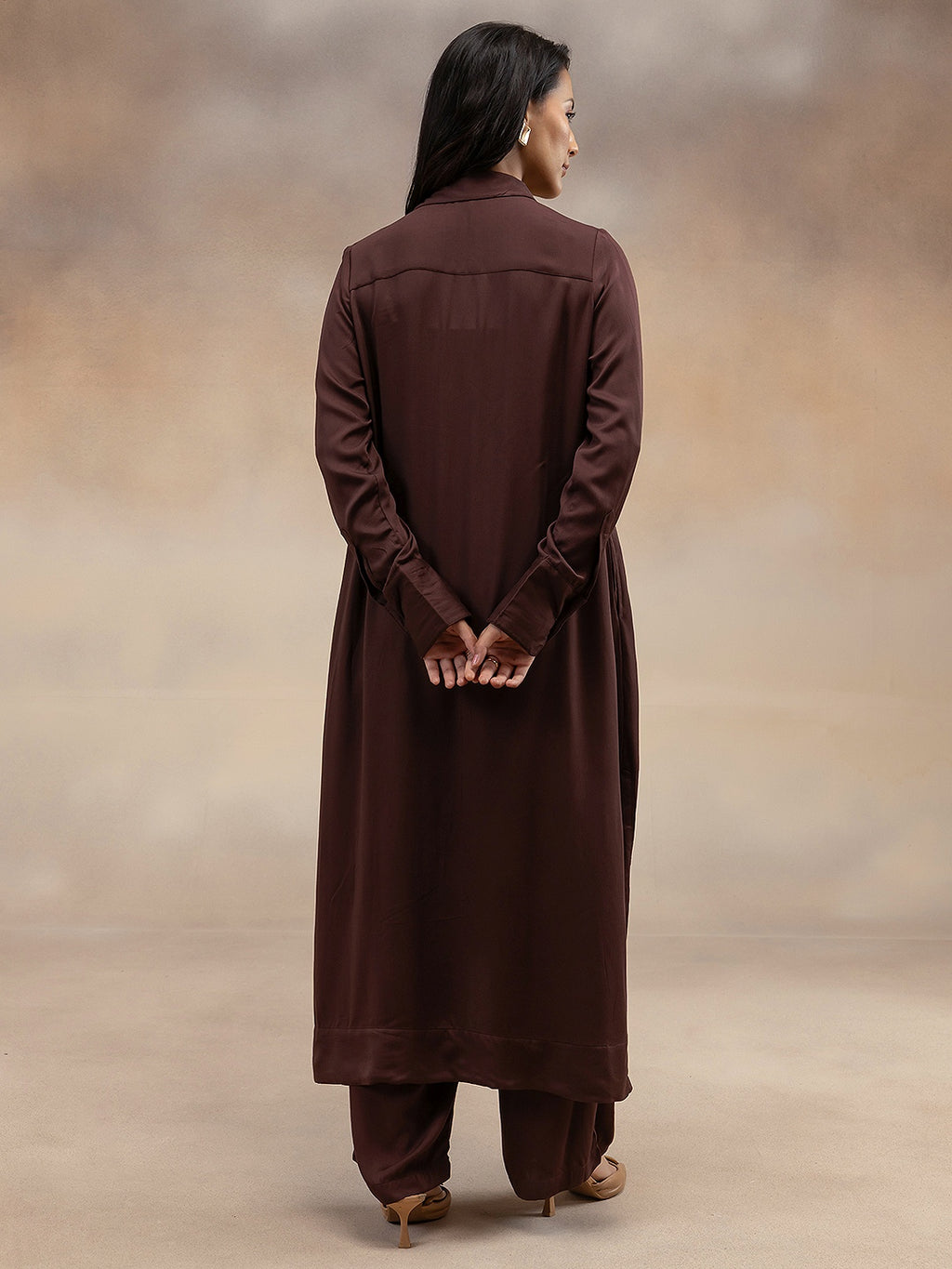 Women Brown Modal Shirt-Style Kurta Set