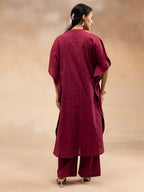 Women Magenta Cotton Dobby Kaftan