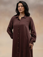 Women Brown Modal Shirt-Style Kurta Set