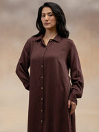 Women Brown Modal Shirt-Style Kurta