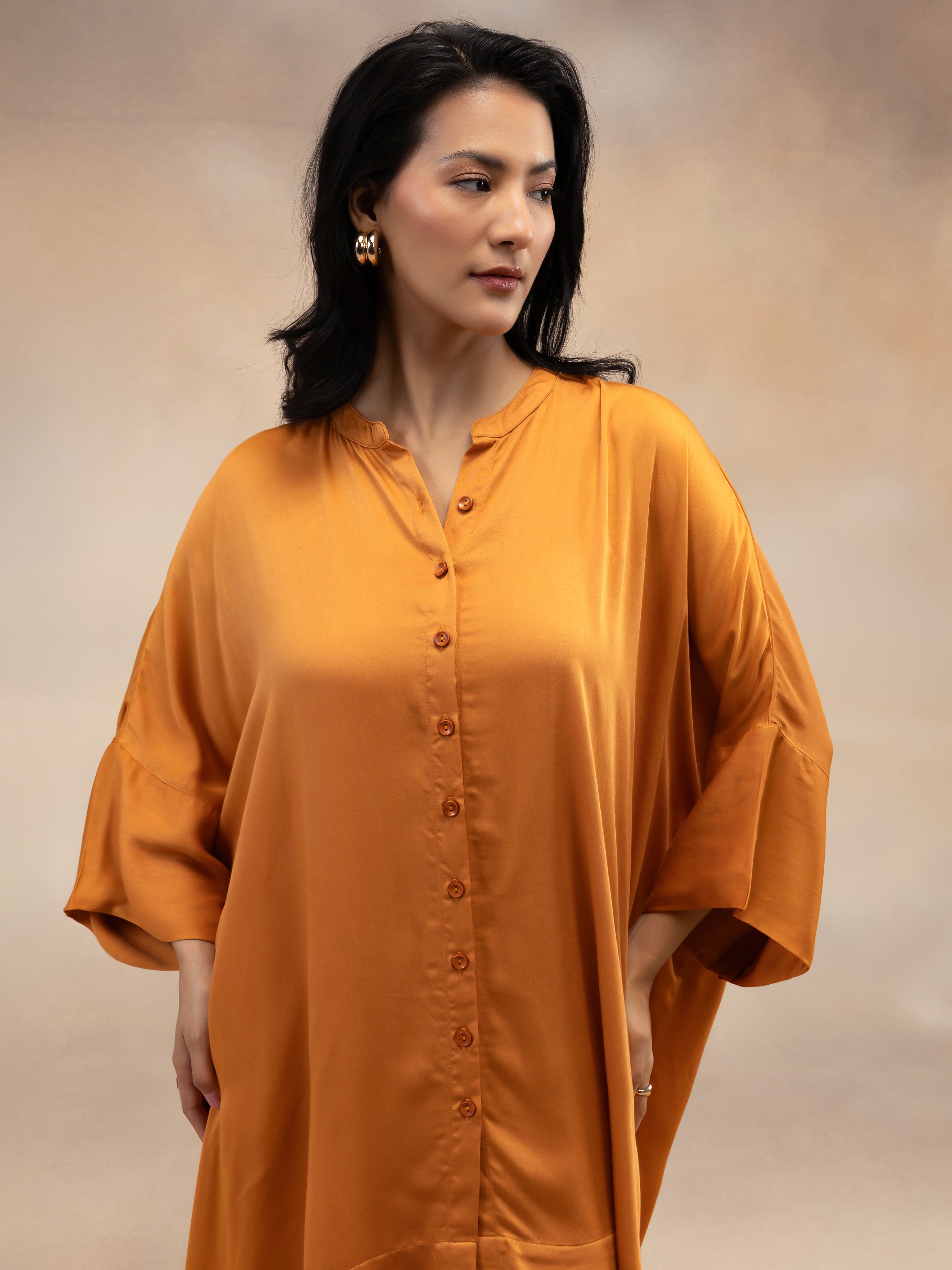 Women Rust Modal Oversized Shirt Co-Ord Set