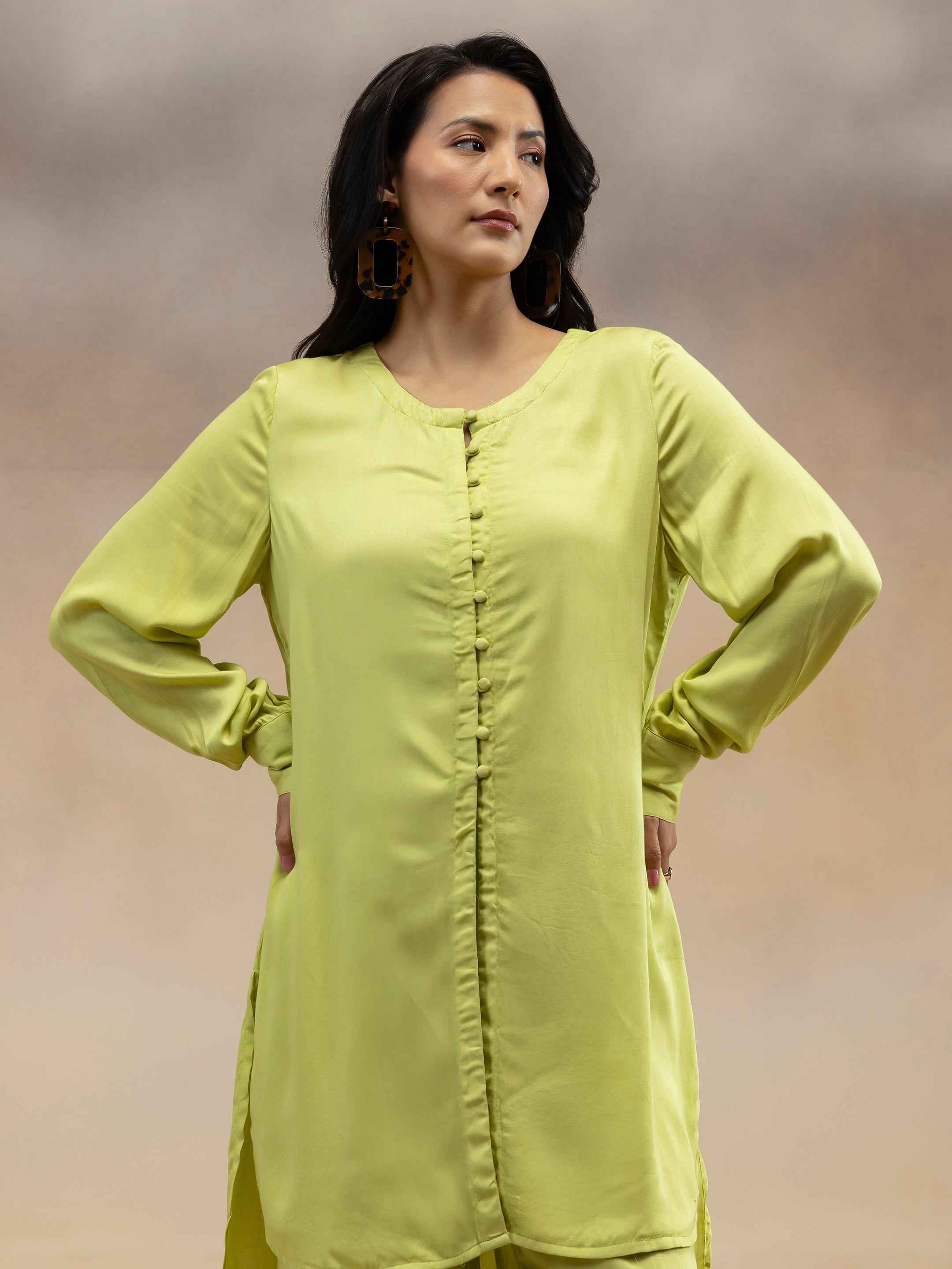 Women Lime Green Kurta Co-Ord Set