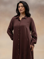 Women Brown Modal Shirt-Style Kurta Set