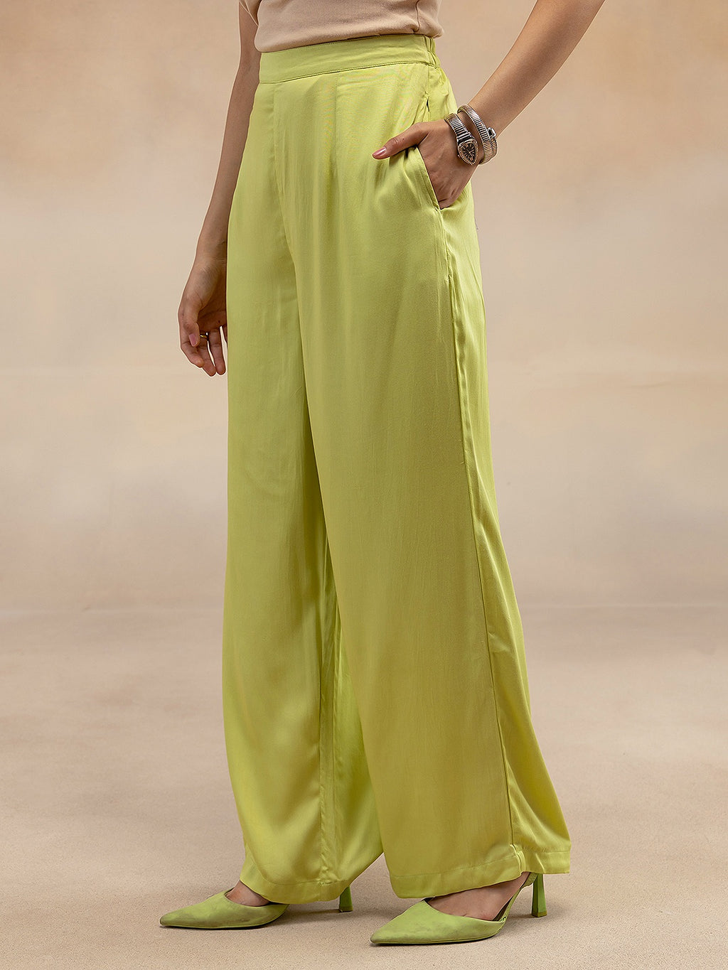 Women Lime Green Kurta Co-Ord Set