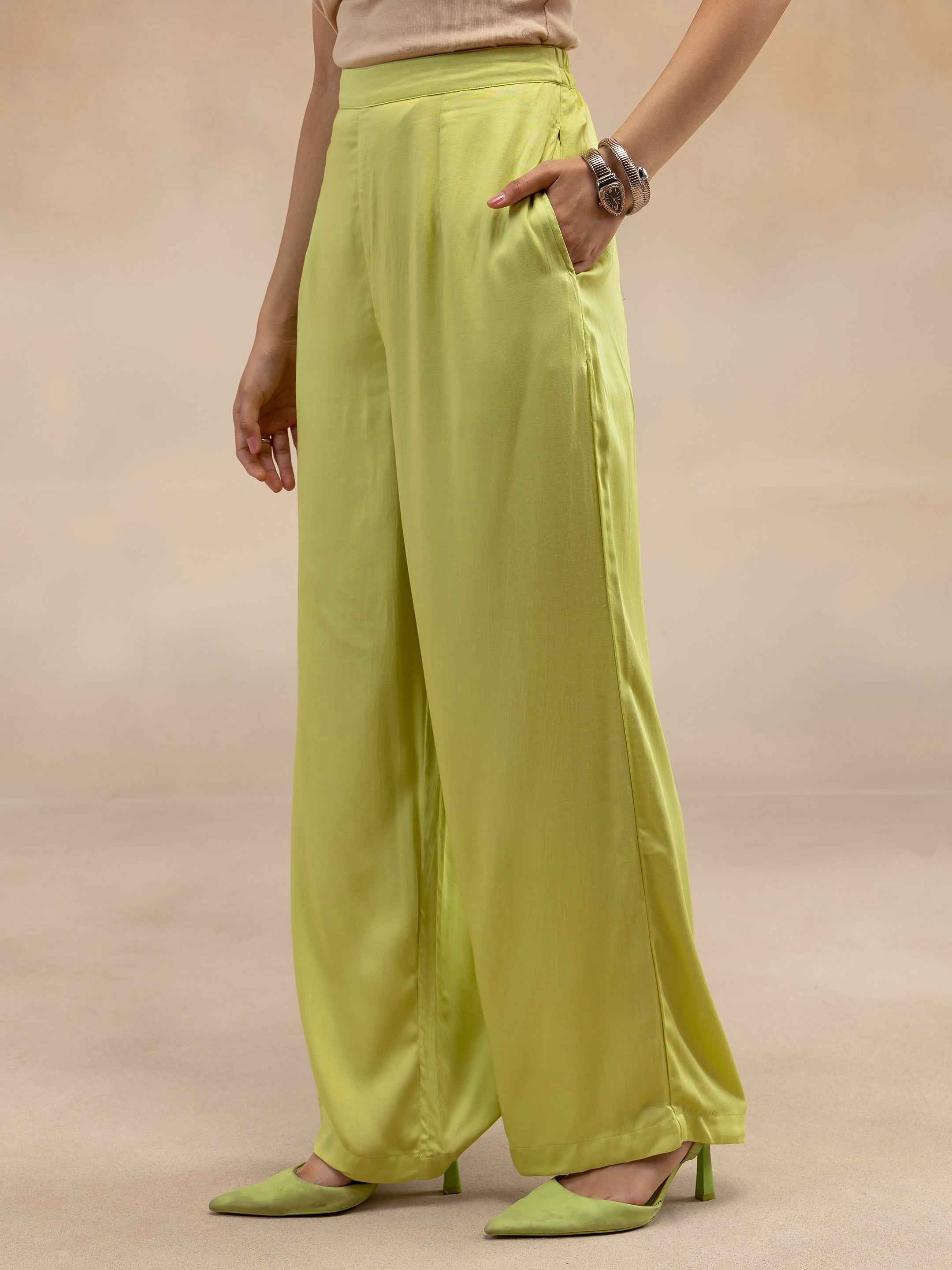 Women Lime Green Kurta Co-Ord Set