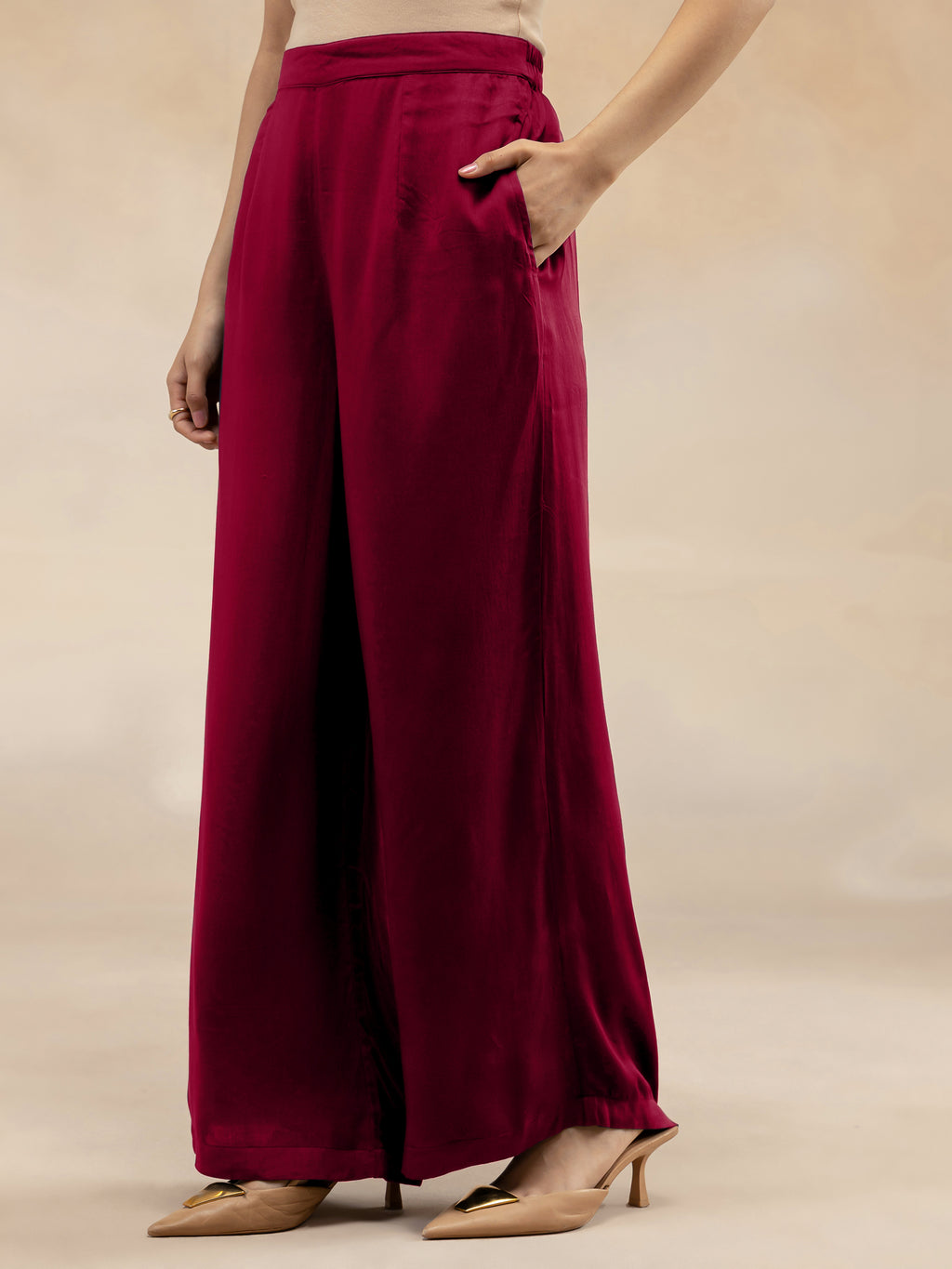 Women Magenta Modal Button-Down Kurta Set