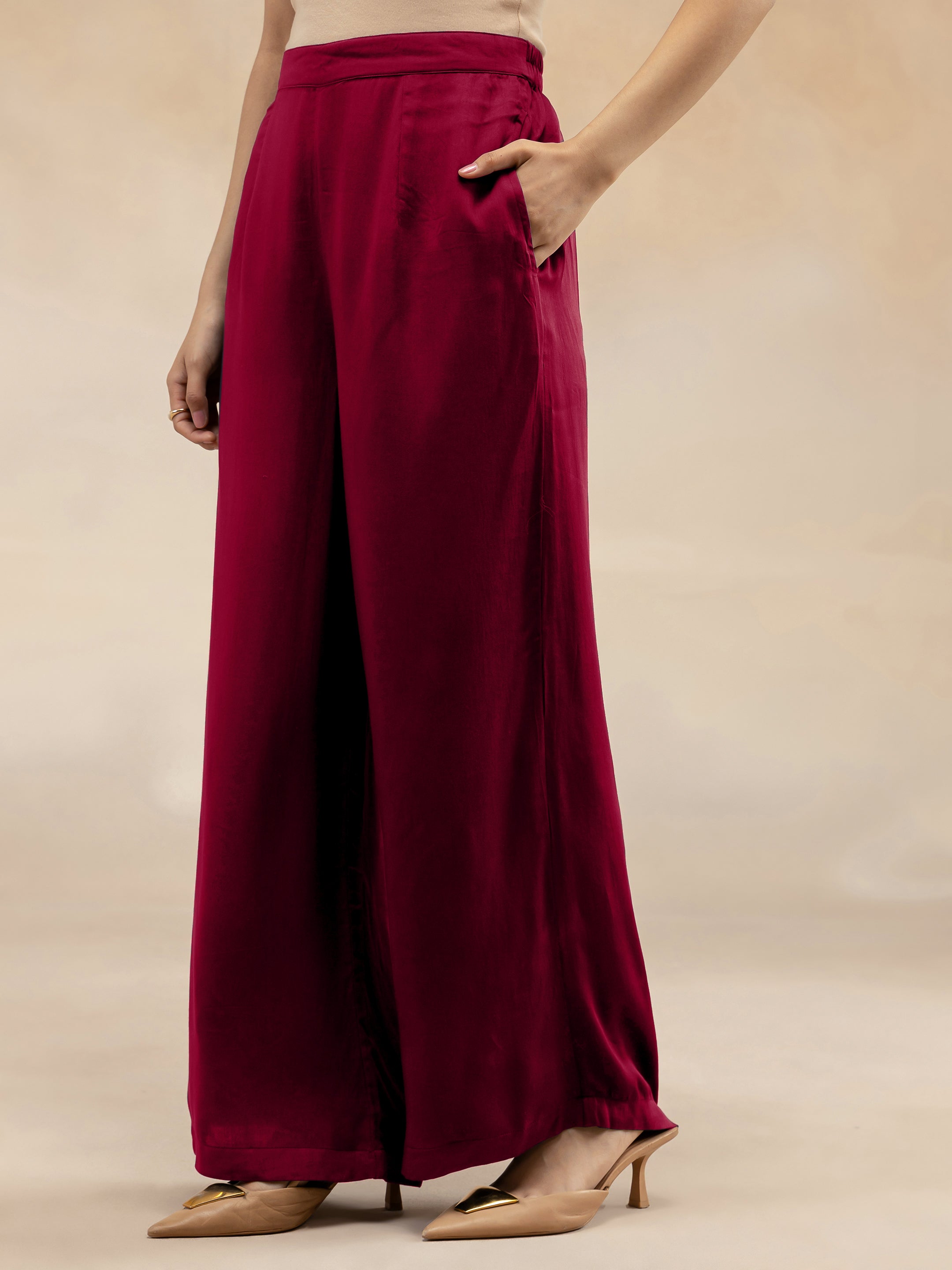 Women Magenta Modal Button-Down Kurta Set