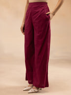 Women Magenta Cotton Dobby Kaftan Kurta Set