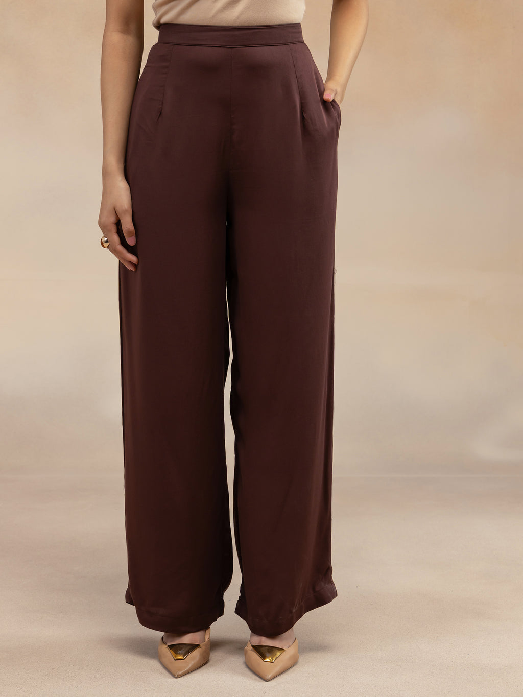 Women Brown Modal Shirt-Style Kurta Set