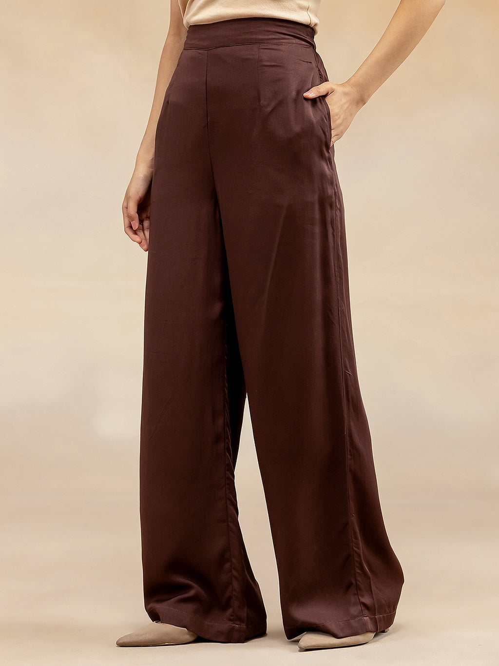 Women Brown Modal Asymmetric-Cut Kurta Set