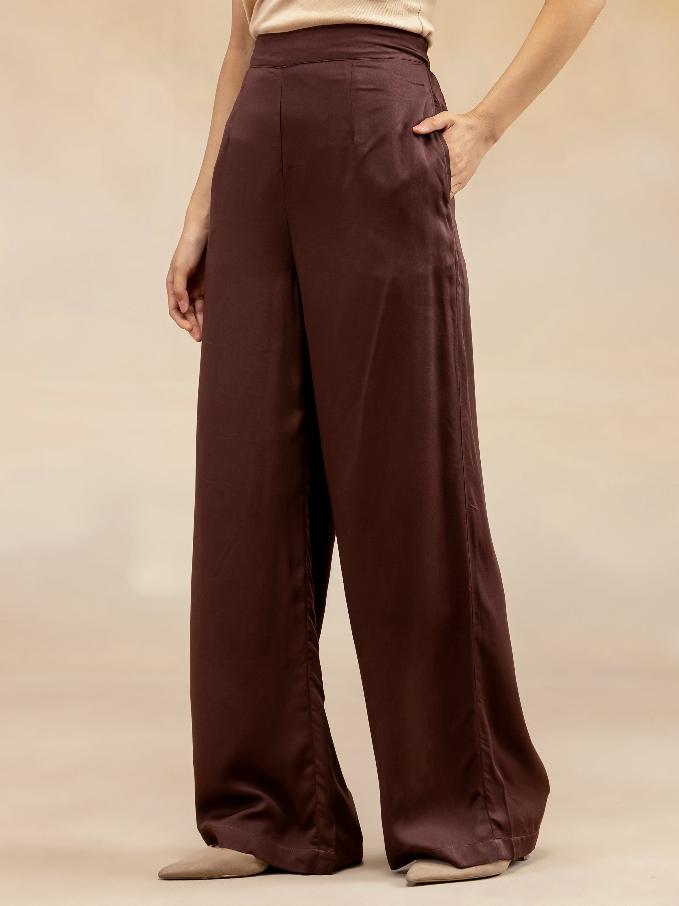 Women Brown Modal Asymmetric-Cut Kurta Set