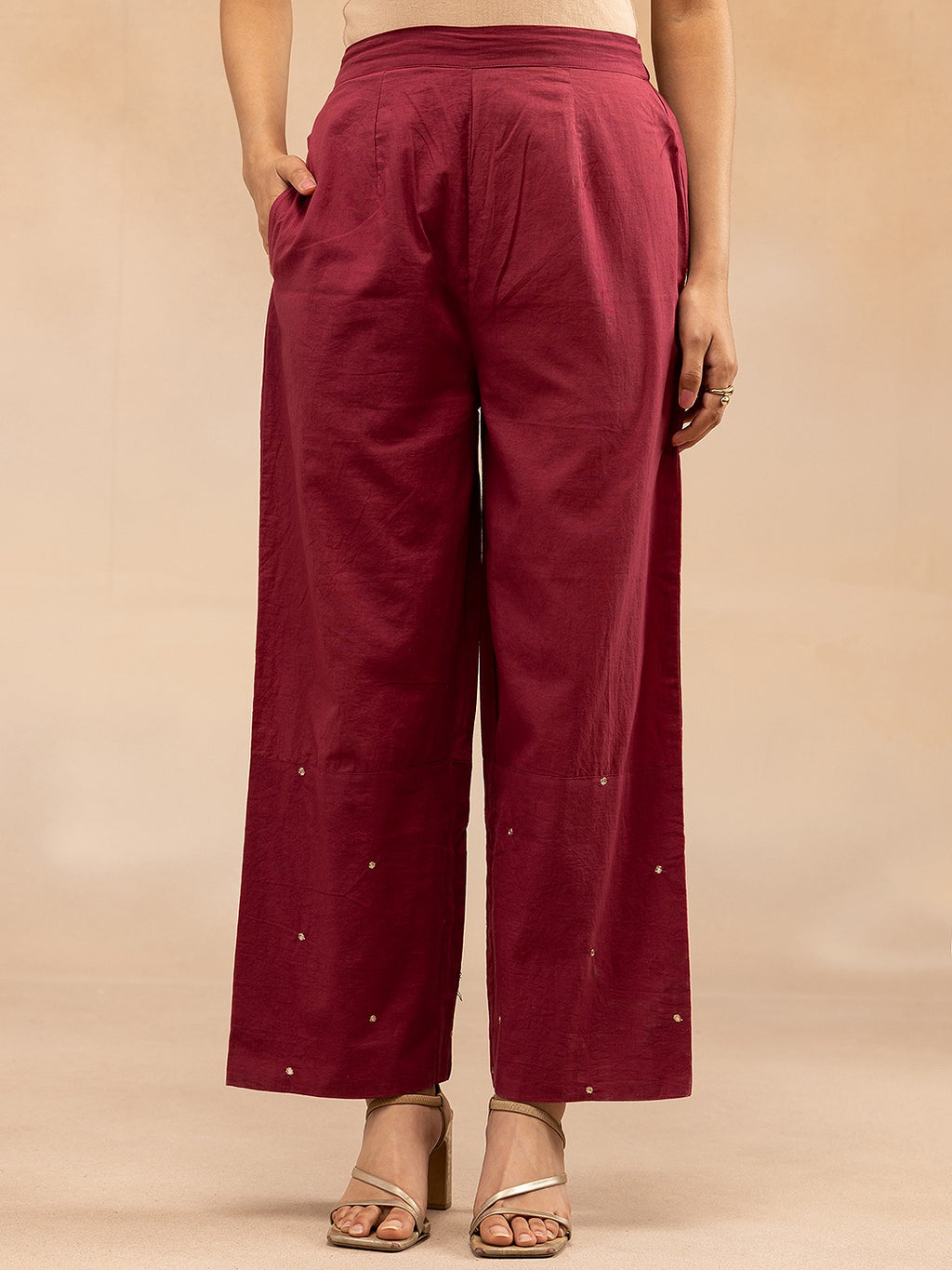 Women Maroon Solid Zari Embroidered Anarkali Dress with Crushed Dupatta