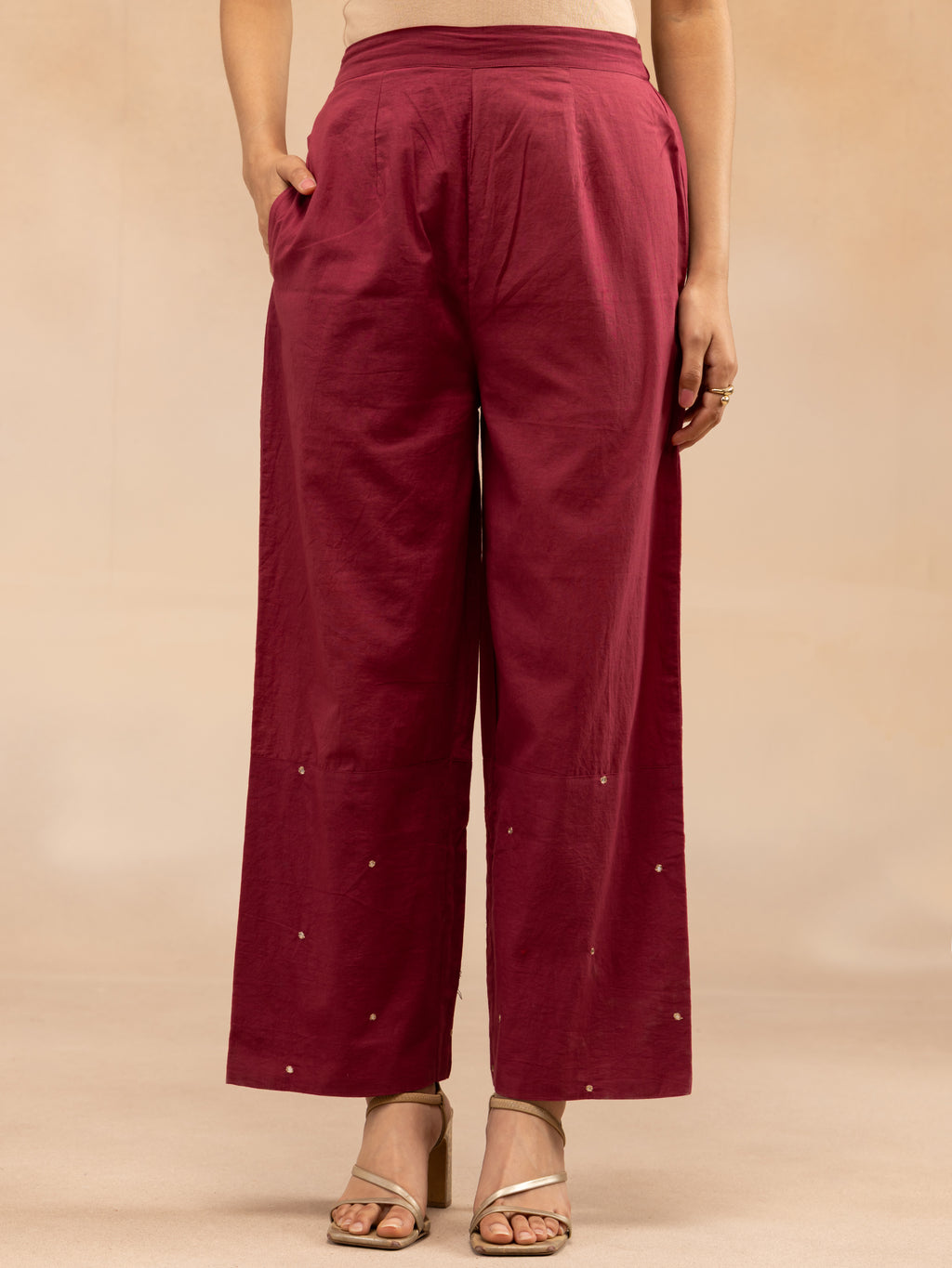 Women Maroon Solid Zari Embroidered Anarkali Dress with Crushed Dupatta