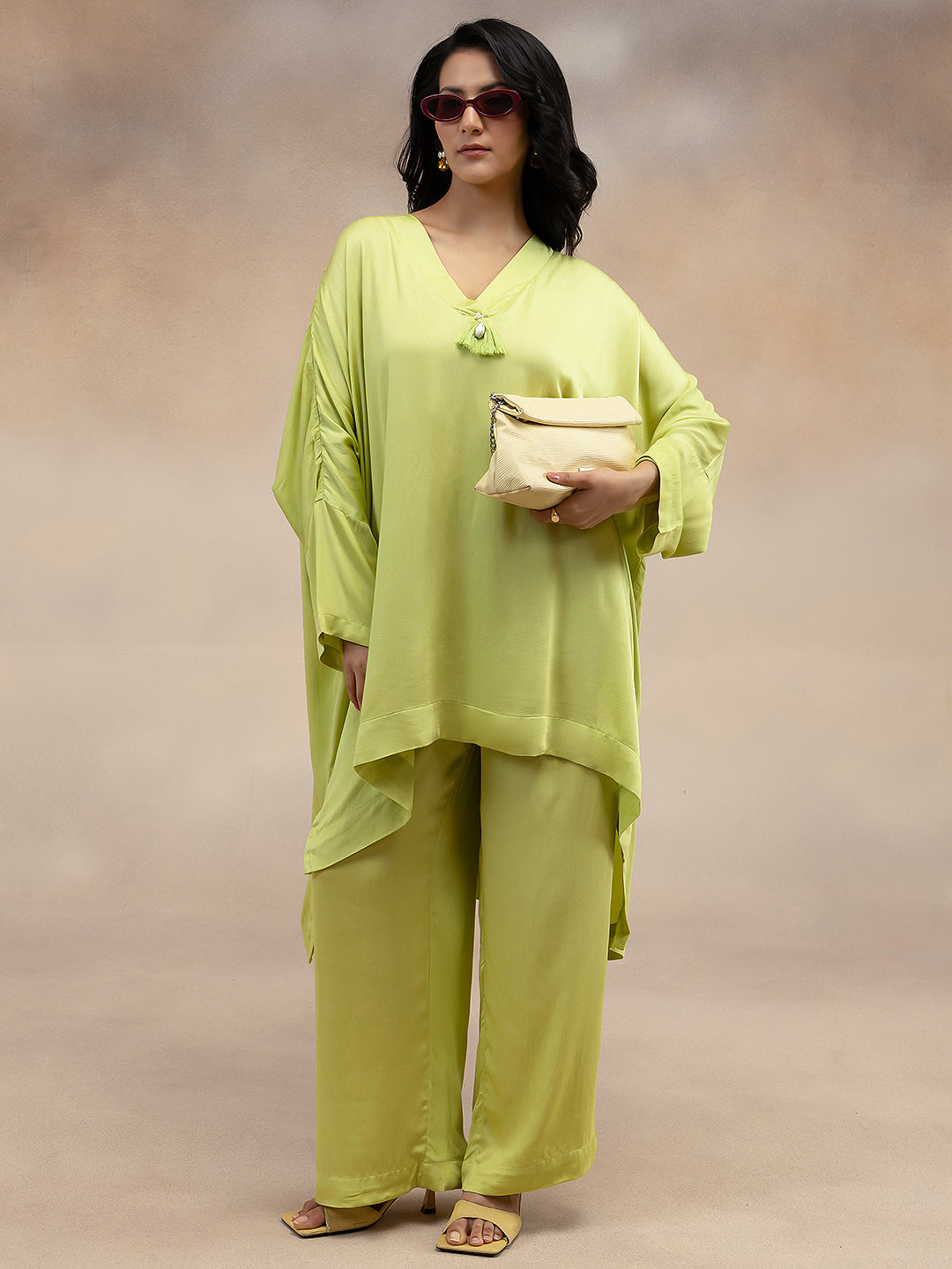 Women Lime Green Kaftan-Style Kurta