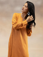 Women Rust Solid Modal Layered Maxi Dress