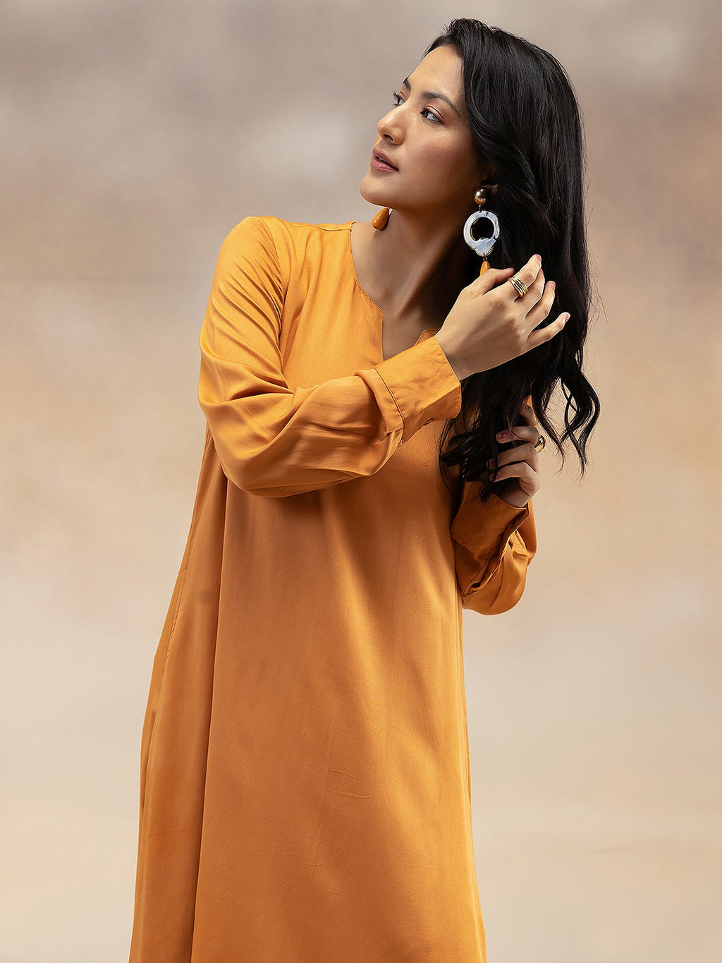 Women Rust Solid Modal Layered Maxi Dress