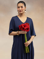 Navy Luxe Colorblock A-Line Kurta Set