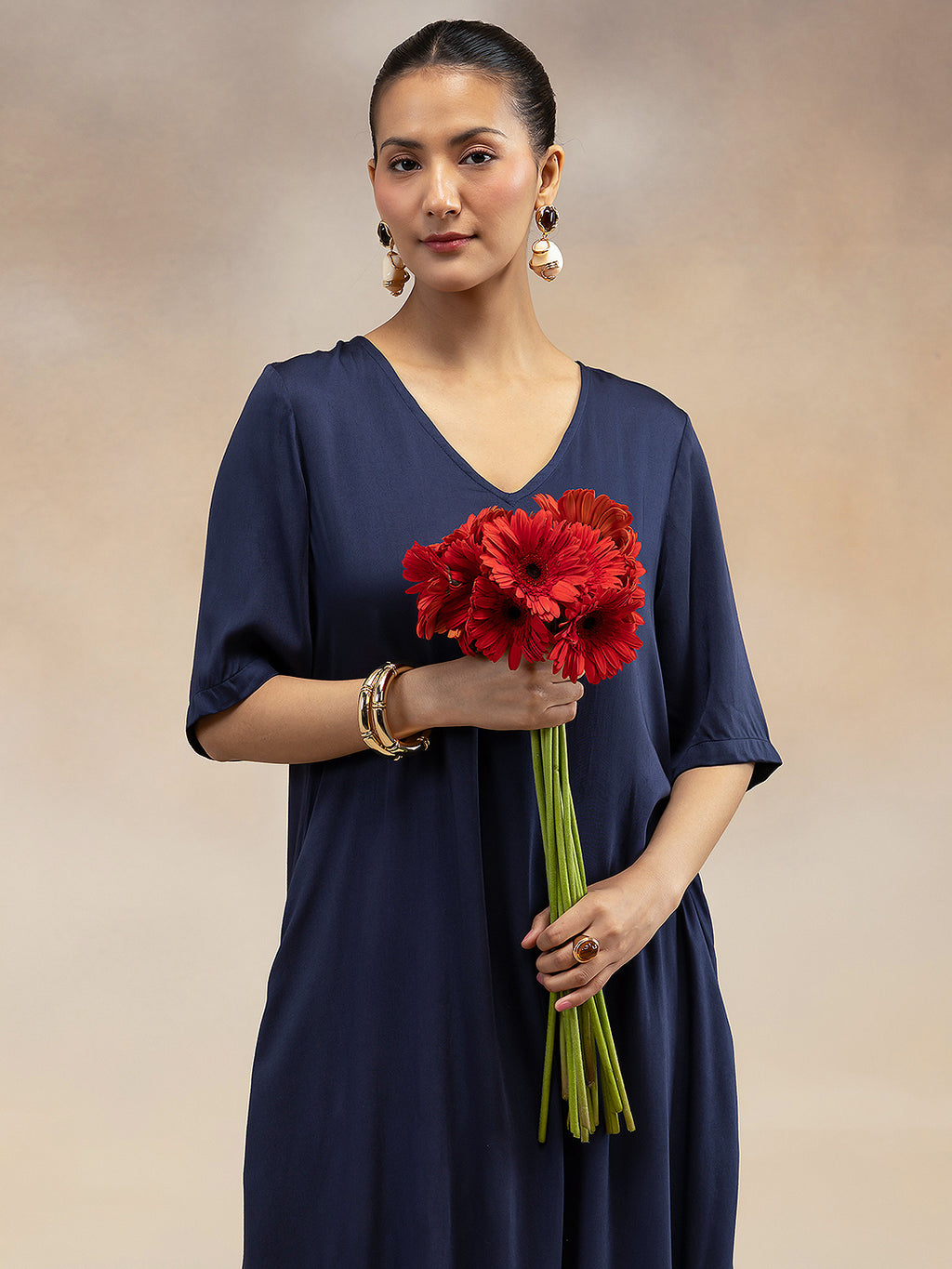 Navy Luxe Colorblock A-Line Kurta