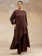 Women Brown Modal Asymmetric-Cut Kurta Set