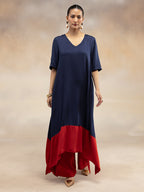 Navy Luxe Colorblock A-Line Kurta