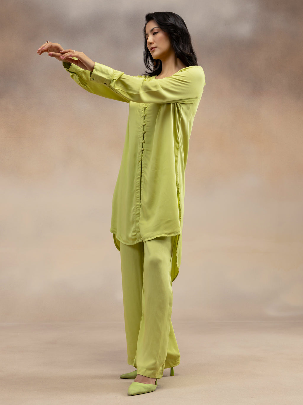 Women Lime Green Kurta Co-Ord Set