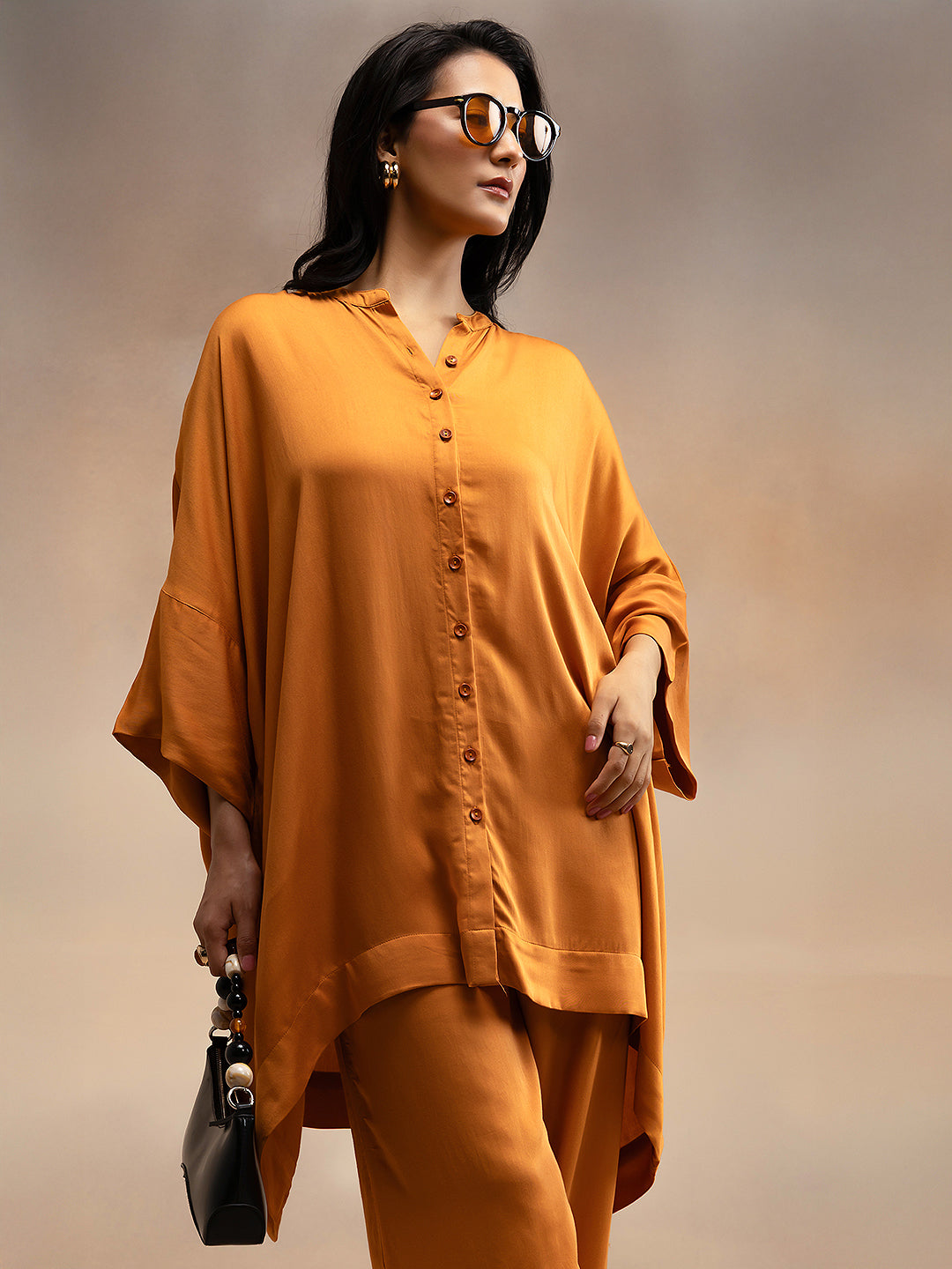 Women Rust Modal Oversized Shirt