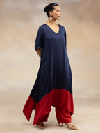 Navy Luxe Colorblock A-Line Kurta Set