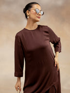 Women Brown Modal Asymmetric-Cut Kurta